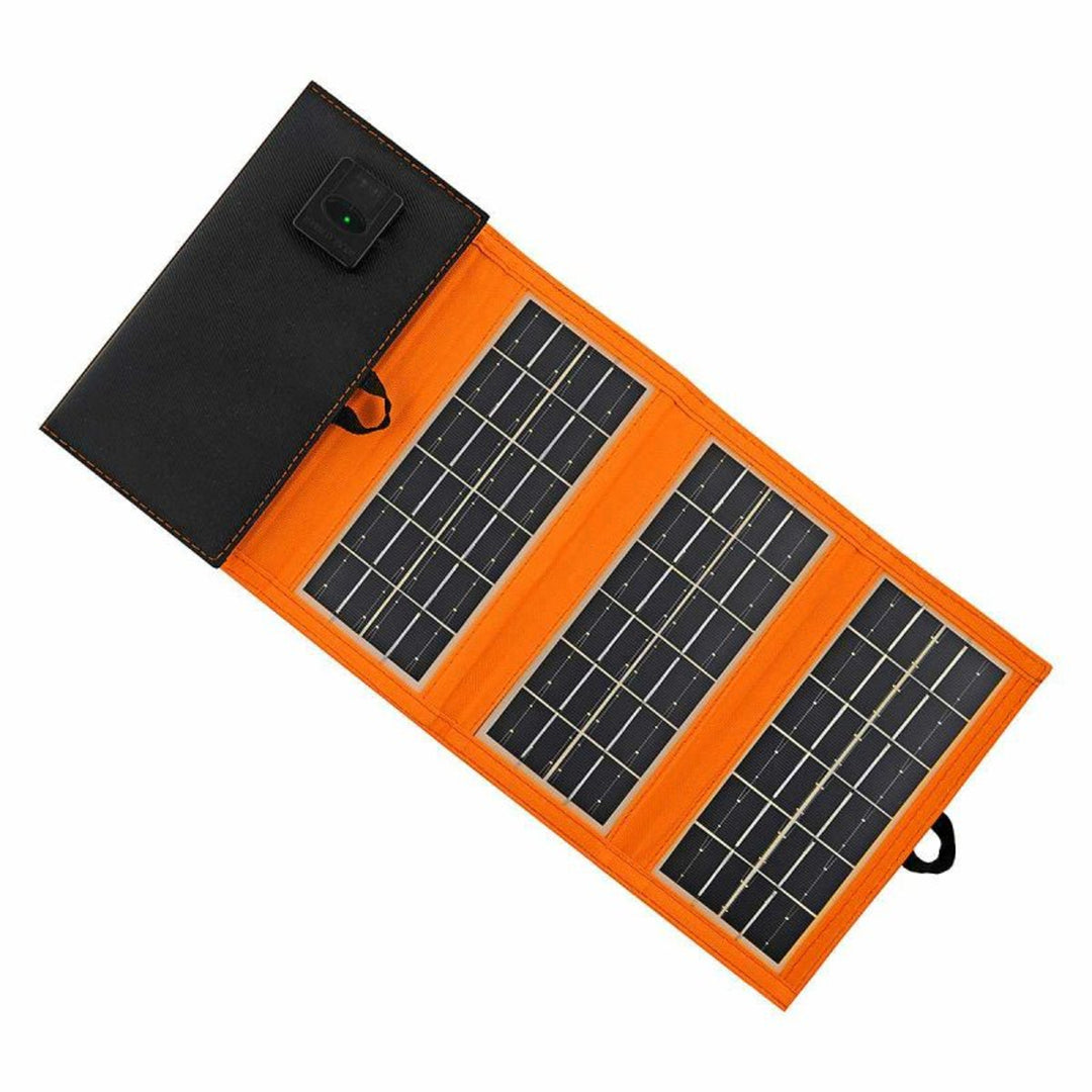 Solpanel, laddare, 10W, 1 USB-port, svart och orange, A02
