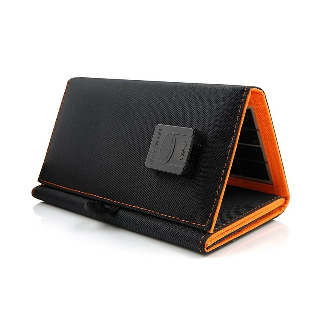 Solpanel, laddare, 10W, 1 USB-port, svart och orange, A02