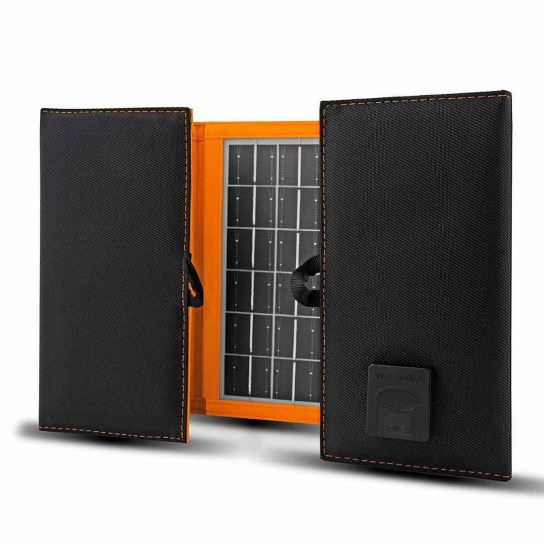 Solpanel, laddare, 10W, 1 USB-port, svart och orange, A02