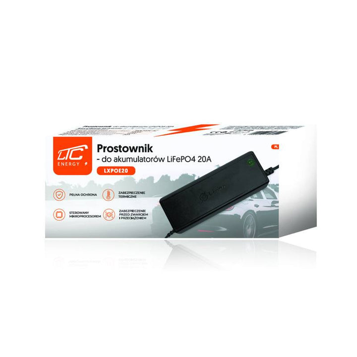 LTC Energy LiFePO4 batterilikriktare, BMS, 20A, 230/14,6V, 300W effekt, inbyggda skydd, LXPOE20