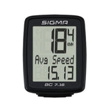 Sigma cykelräknare, trådbunden, start/stopp, tre raders display, BC 7.16