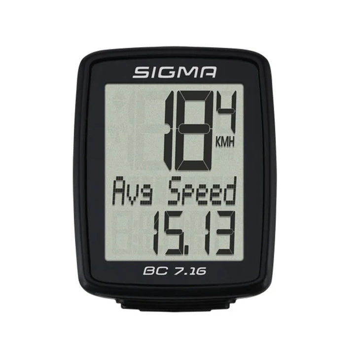Sigma cykelräknare, trådbunden, start/stopp, tre raders display, BC 7.16