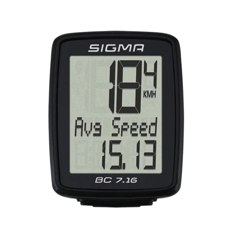 Sigma cykelräknare, trådbunden, start/stopp, tre raders display, BC 7.16