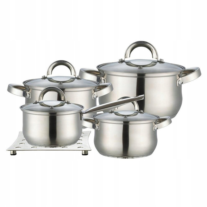 Maestro kokkärlsset med 9 delar 1,5L, 2L, 3L, 5L, rostfritt stål, tål maskindisk, lämplig för alla typer av spisar, värmeplatta, MR-2021