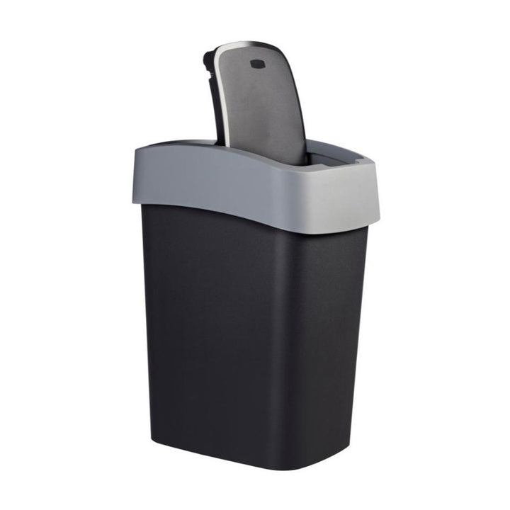 Curver papperskorg, med lock, gångjärn, 25l, svart/silver, Flip Bin