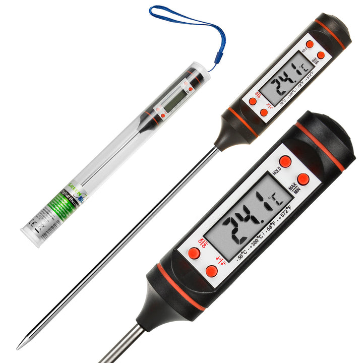 Livsmedelstermometer/sond, GreenBlue, sondlängd 15 cm, temperaturområde -50°C till +300°C, noggrannhet 0,1°C, GB178, 3 st.