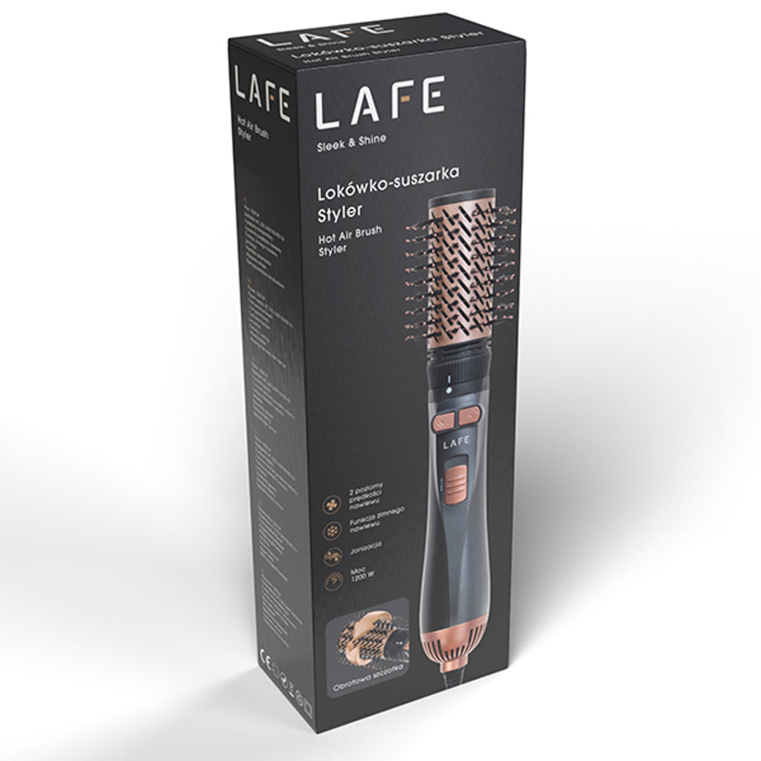 LAFE roterande locktång/torktumlare, 2 hastigheter, 3 värmenivåer, jonisering, 1200W, Sleek and Shine Style