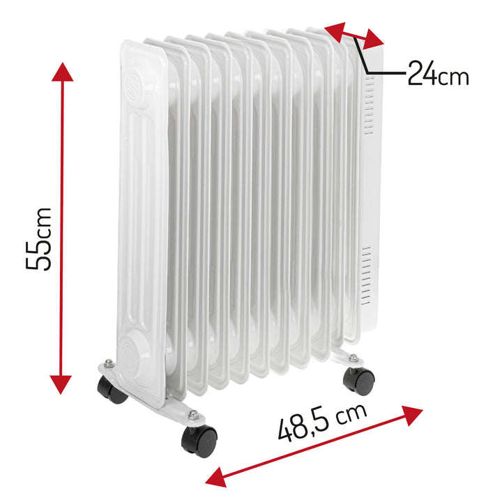 Adler oljevärmare, 11 lameller, effekt 2500W, 3 värmenivåer, vit, AD 7817