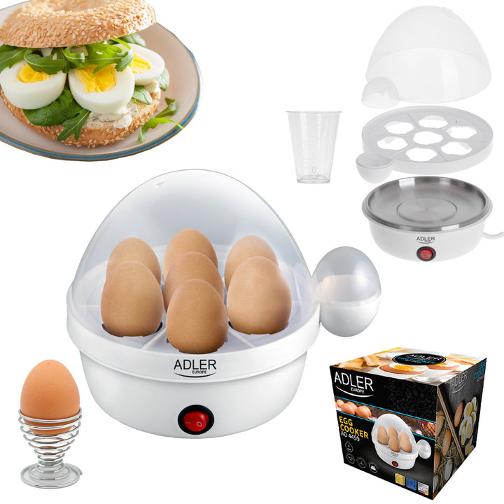 Automatisk äggkokare Adler, för 7 ägg, effekt 450W, vit, AD 4459
