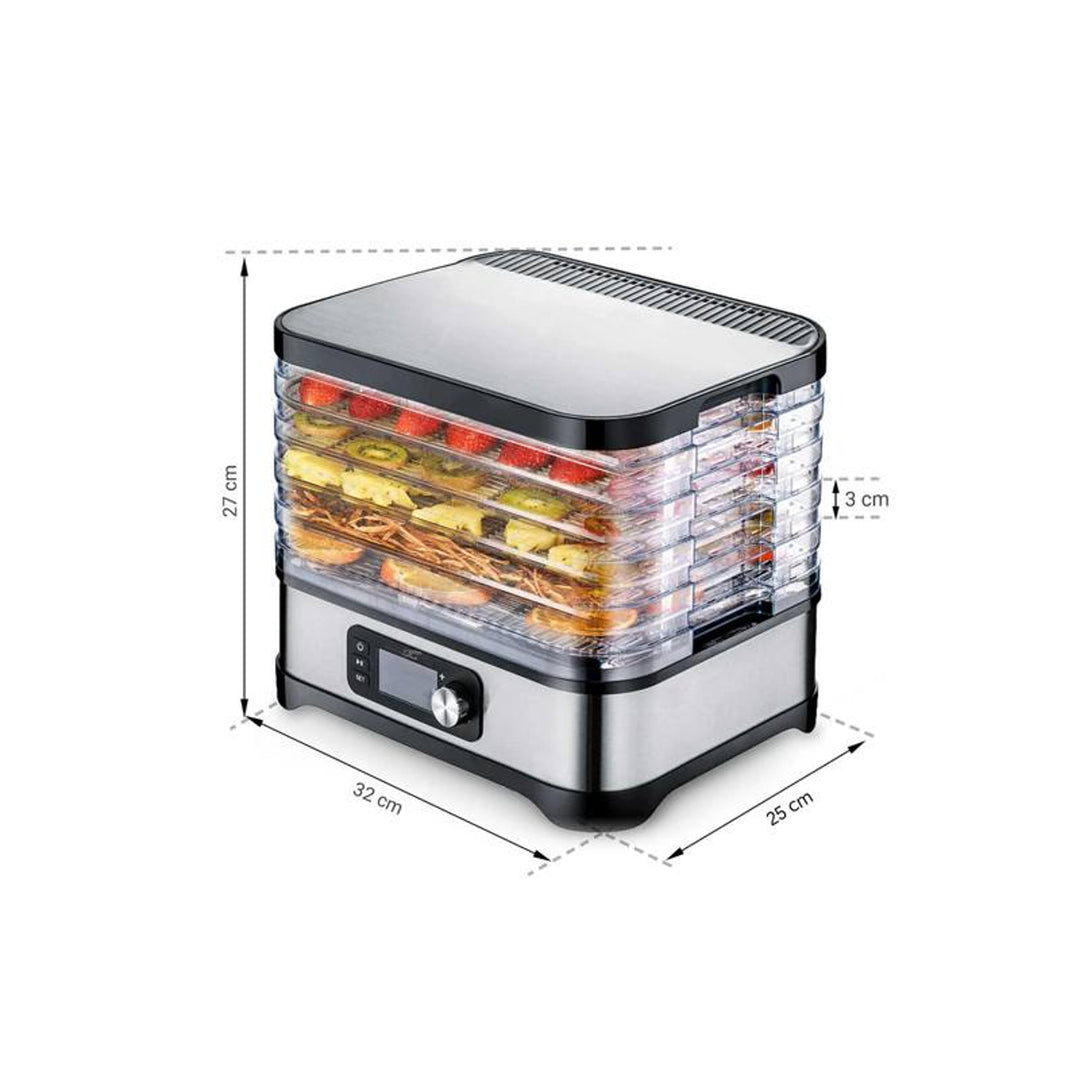 Torktumlare för svamp, grönsaker, frukt, kött LTC, justerbar effekt, halkfri botten, 5 brickor, diskmaskinssäker, metall, med display, LXSR002