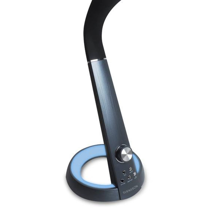 Svensson kontorslampa, 450 Lumen, 8W effekt, tre ljustemperaturer, laddningsfunktion för mobila enheter, RGB-sockel, LXBL1063