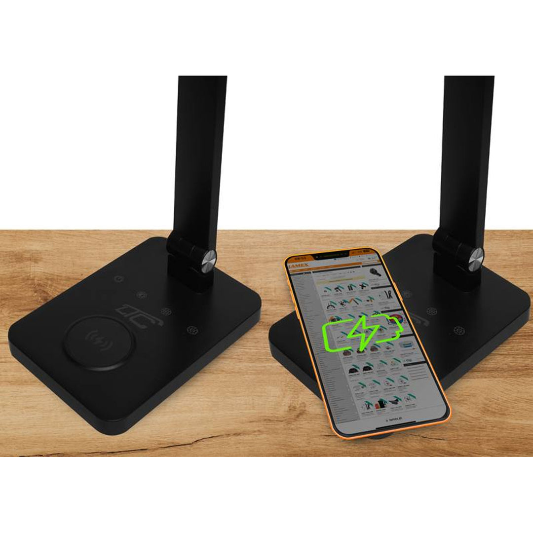 LTC kontorslampa, LED 10W, tre ljustemperaturer, induktiv laddning, touchpanel, LXL0099C