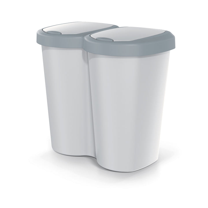 Avfallsbehållare Compacta B Duo, grå/askgrå, volym 40L, ett fack, två lock, väggmonterad version, NDBS40-429U_427C