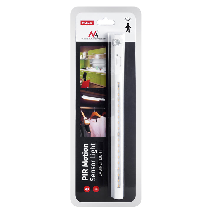 Maclean LED-lampa, med rörlig sensor, krok, ON/OFF/AUTO, temp. 4000K, räckvidd 3m, MCE235 + 3x Varta Industrial AAA alkaliska batterier
