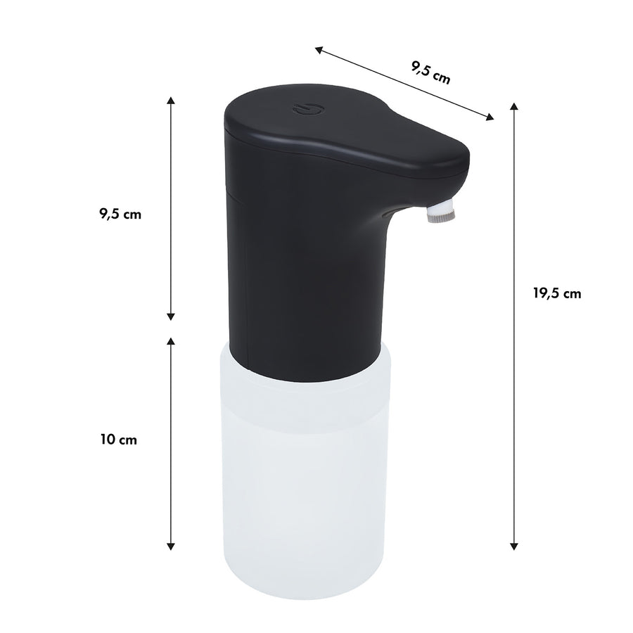 Promedix automatisk dispenser, dispenserbehållare för flytande tvål, desinfektionsvätskor, 300 ml, svart, PR-540 B + 4 AA Varta Industrial-batterier