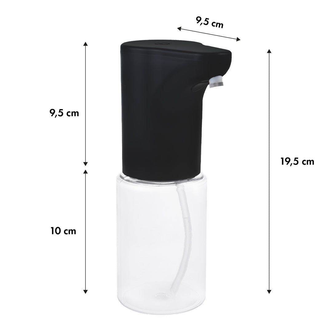Promedix automatisk dispenser, dispenserbehållare för flytande tvål, desinfektionsvätskor, 300 ml, svart, PR-540 B + 4 AA Varta Industrial-batterier