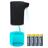 Promedix automatisk dispenser, dispenserbehållare för flytande tvål, desinfektionsvätskor, 300 ml, svart, PR-540 B + 4 AA Varta Industrial-batterier