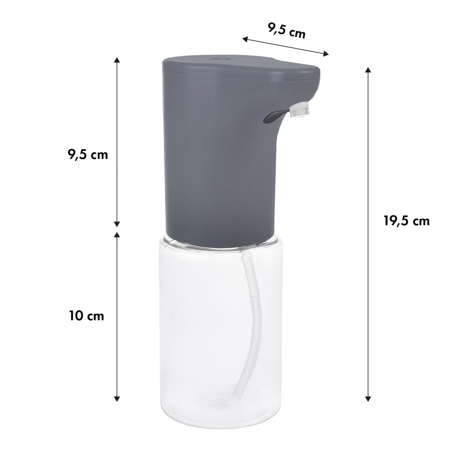 Promedix automatisk dispenser, dispenserbehållare för flytande tvål, desinfektionsvätskor, 300 ml, grå, PR-540 GR + 4 Varta Industrial AA-batterier