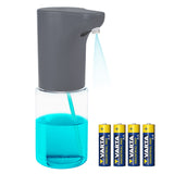 Promedix automatisk dispenser, dispenserbehållare för flytande tvål, desinfektionsvätskor, 300 ml, grå, PR-540 GR + 4 Varta Industrial AA-batterier