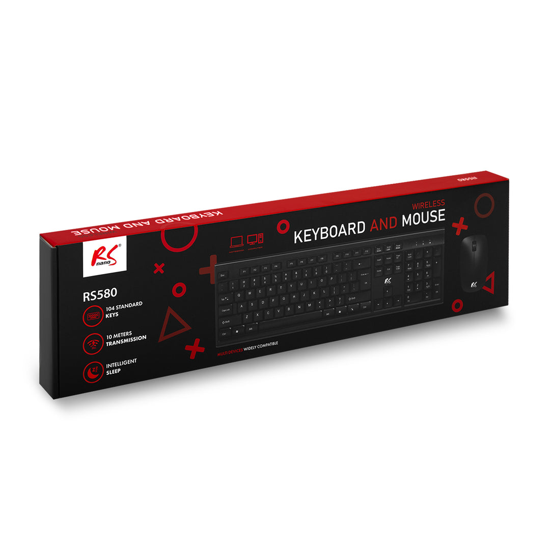 Trådlöst tangentbord + mus COMBO NanoRS, RS580 + 2x AAA alkaliskt batteri Varta Industrial