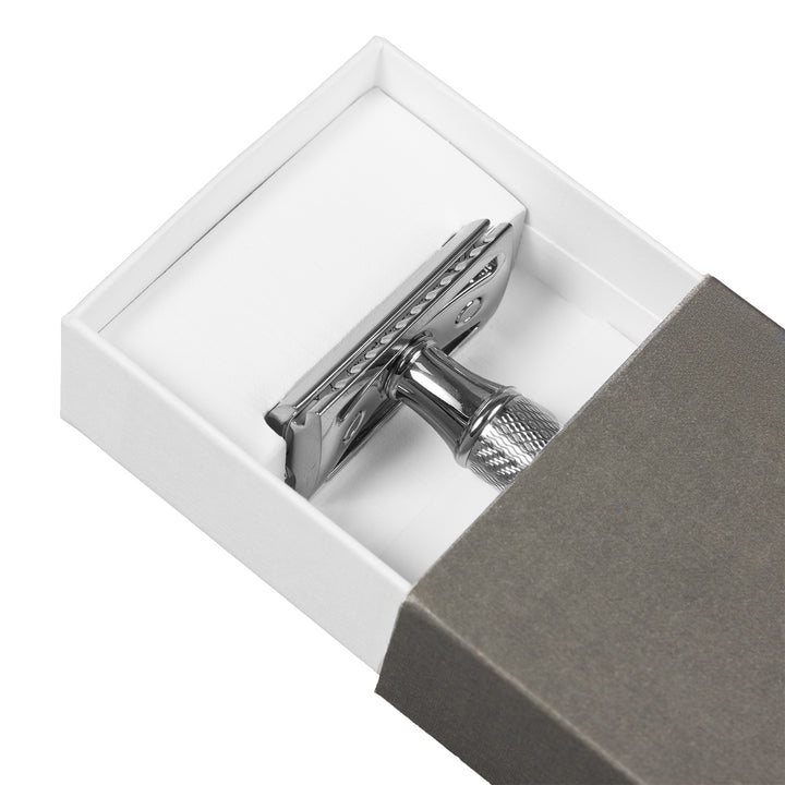 Traditionell rakhyvel, rakblad, förkromad mässing, MÜHLE R89