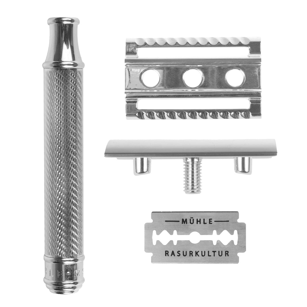 Traditionell rakhyvel, rakblad, förkromad mässing, MÜHLE R89