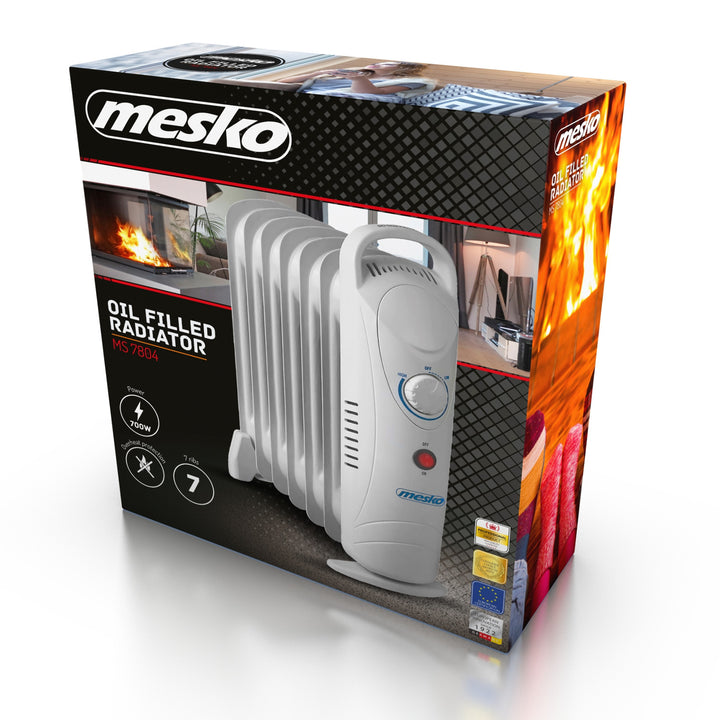 Mesko oljevärmare, 7 ribbor, 800W, temperaturreglering, grå, MS 7804