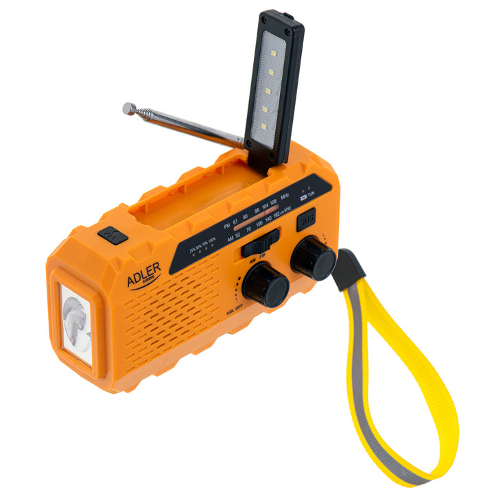Adler solradio, 1200 mAh uppladdningsbart batteri, ficklampa, handvev, AD 1197