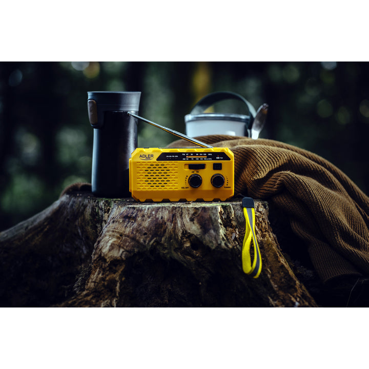 Adler solradio, 1200 mAh uppladdningsbart batteri, ficklampa, handvev, AD 1197