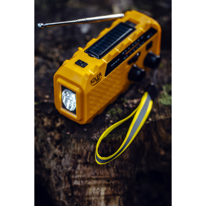 Adler solradio, 1200 mAh uppladdningsbart batteri, ficklampa, handvev, AD 1197