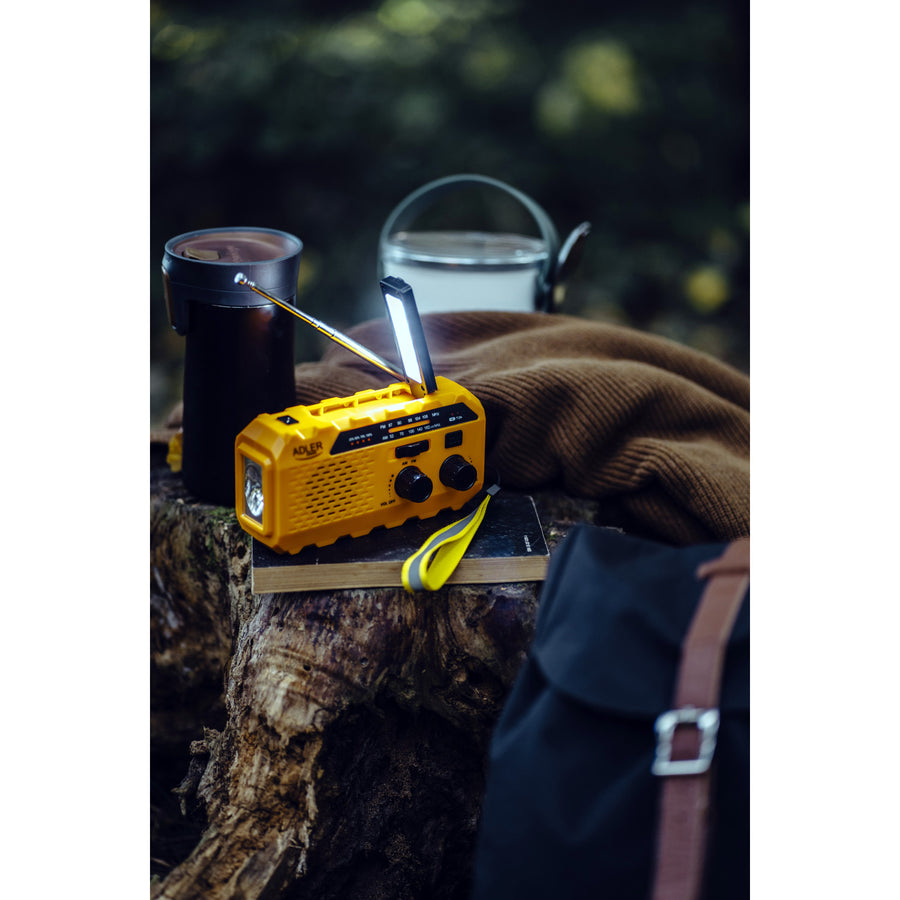 Adler solradio, 1200 mAh uppladdningsbart batteri, ficklampa, handvev, AD 1197