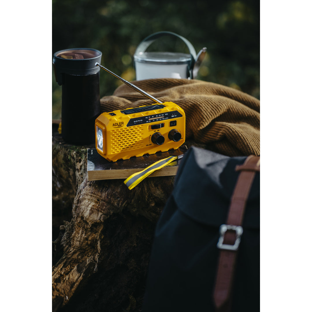 Adler solradio, 1200 mAh uppladdningsbart batteri, ficklampa, handvev, AD 1197