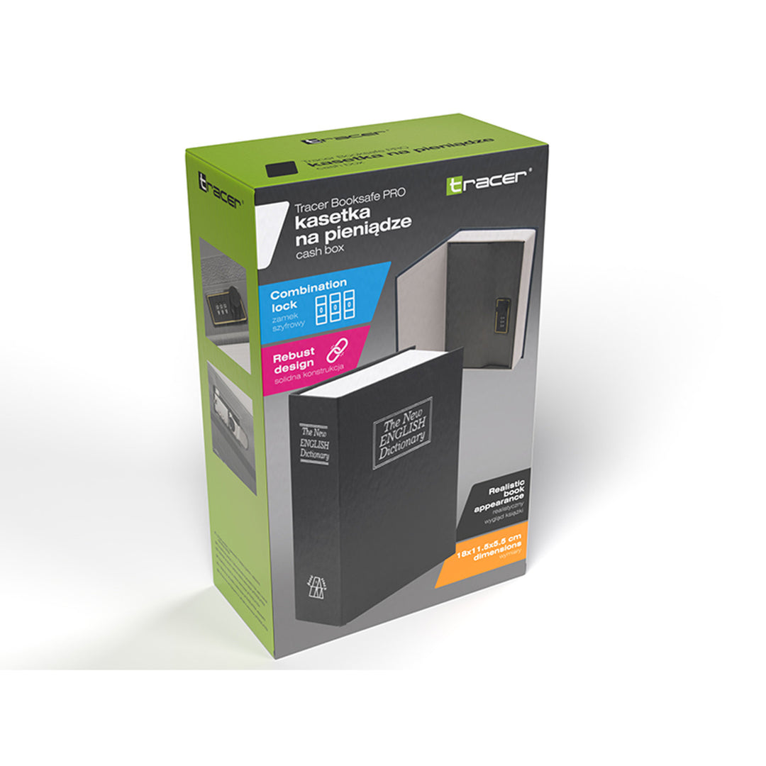 Spårbar sparbössa, bokimitation, kombinationslås, BookSafe Pro