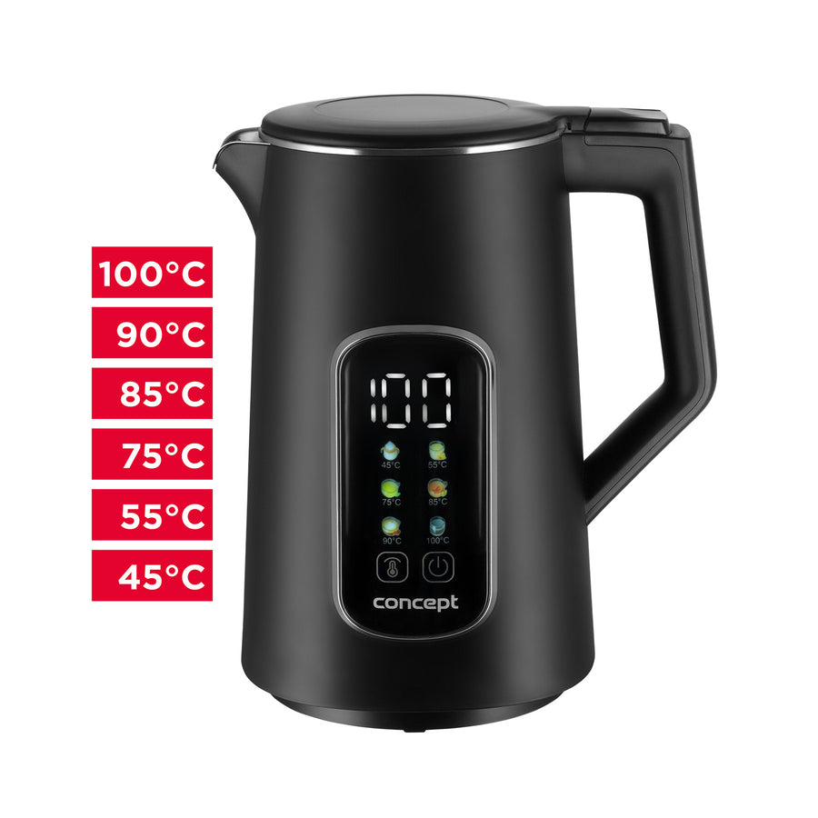 Concept vattenkokare, 1,7L, temperaturkontroll, LED-display, Cool touch-yta, vattennivåindikator, RK3385