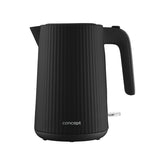 Vattenkokare Concept i plast, 1,7L, räfflad design, trippelsäkerhetssystem, sedimentfilter, vattennivåindikator, svart, RK2391