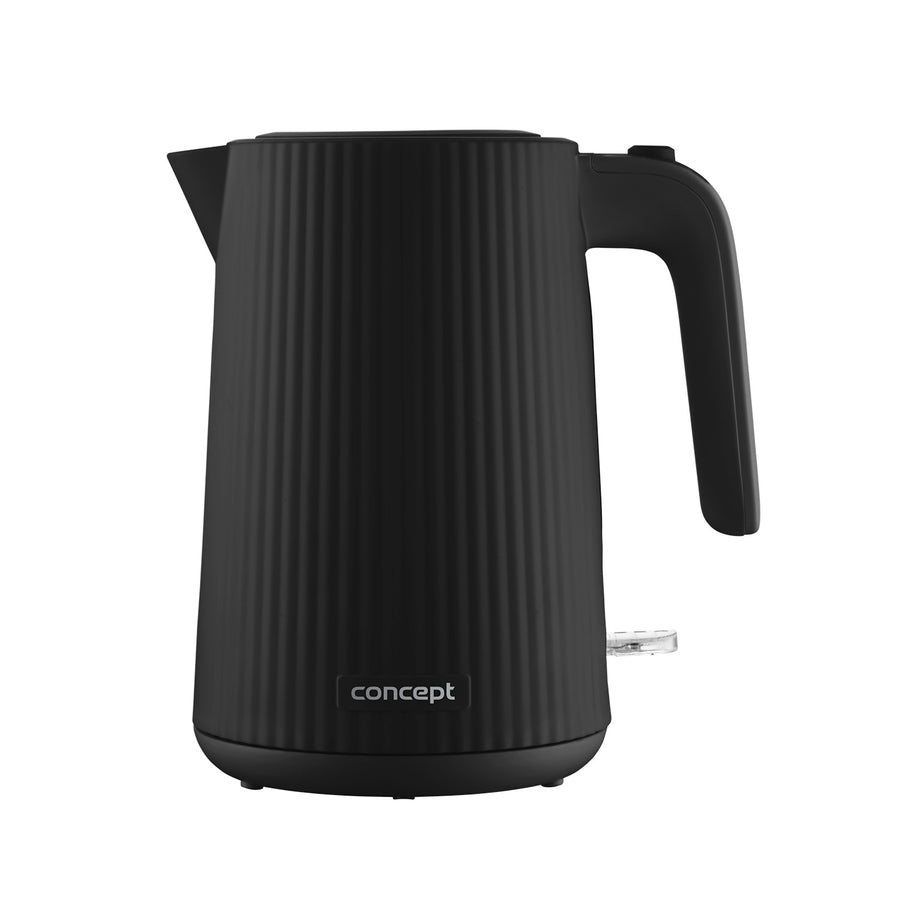 Vattenkokare Concept i plast, 1,7L, räfflad design, trippelsäkerhetssystem, sedimentfilter, vattennivåindikator, svart, RK2391