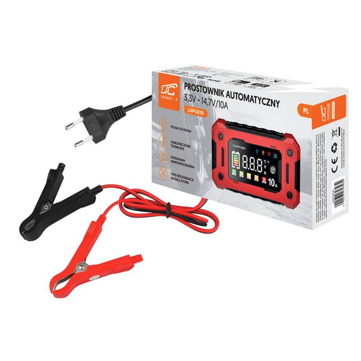 LTC Energy Batterilikriktare, 3,3-14,7V, 10A, AGM/GEL/LiFePO4, automatiskt läge, LXPOE10