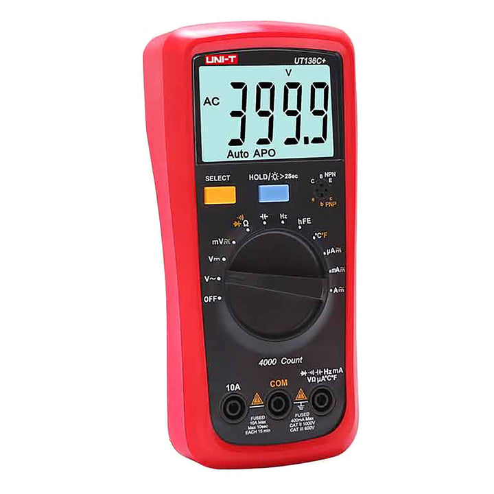 Uni-T digital multimeter, spännings- och strömmätning, mätsladdar ingår, temperaturgivare, UT136C+