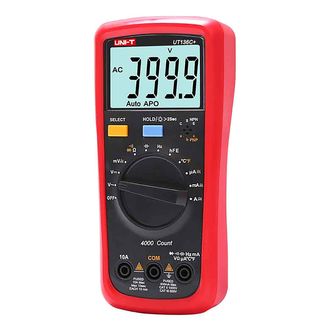Uni-T digital multimeter, spännings- och strömmätning, mätsladdar ingår, temperaturgivare, UT136C+