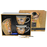 Set om 2 koppar av drottning Isabells porslin, Klimts Kiss-motiv, teskedar, 250ml, W25KL60-2-19000