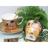 Set om 2 koppar av drottning Isabells porslin, Klimts Kiss-motiv, teskedar, 250ml, W25KL60-2-19000