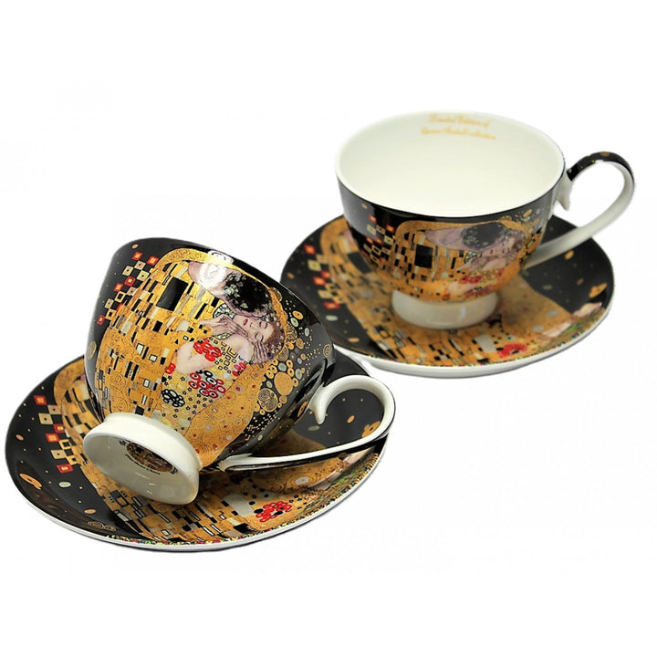 Set om 2 st drottning Isabells porslinskoppar, Klimts Kiss-motiv, 250 ml, W8KL356-22383