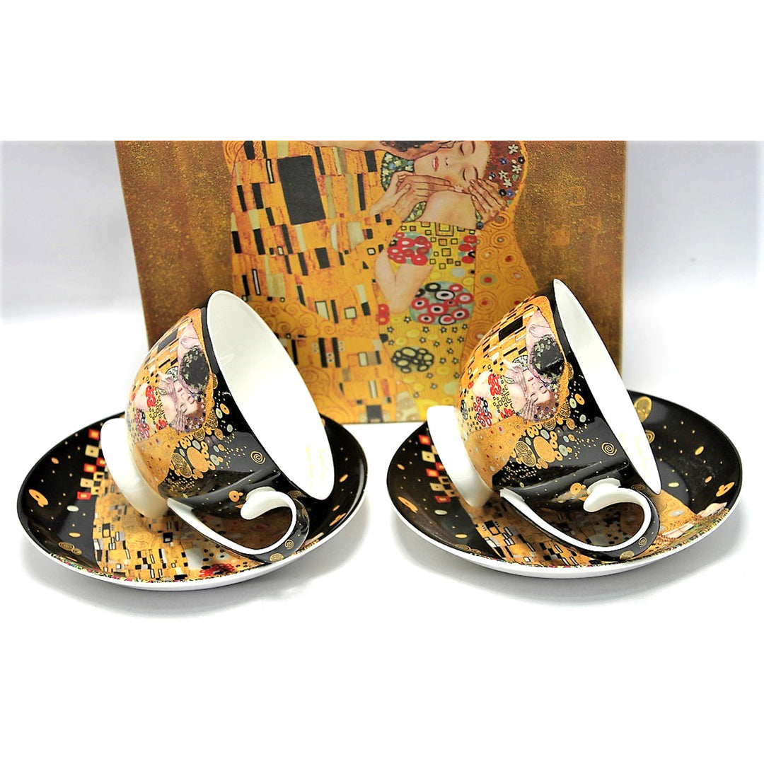 Set om 2 st drottning Isabells porslinskoppar, Klimts Kiss-motiv, 250 ml, W8KL356-22383