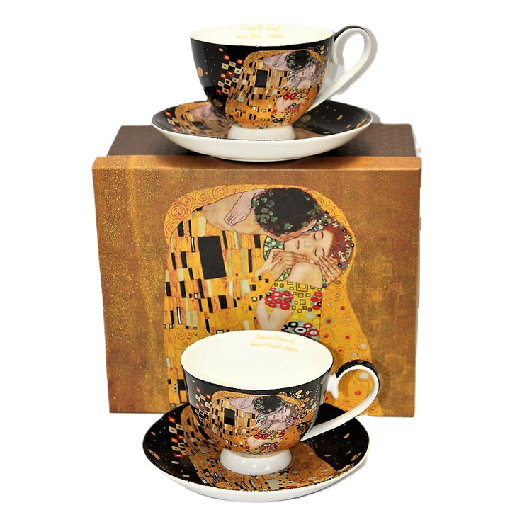 Set om 2 st drottning Isabells porslinskoppar, Klimts Kiss-motiv, 250 ml, W8KL356-22383
