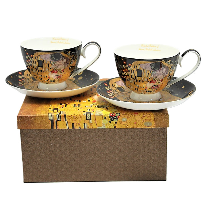 Set om 2 st drottning Isabells porslinskoppar, Klimts Kiss-motiv, 250 ml, W8KL356-22383
