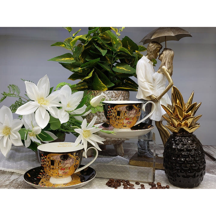 Set om 2 st drottning Isabells porslinskoppar, Klimts Kiss-motiv, 250 ml, W8KL356-22383
