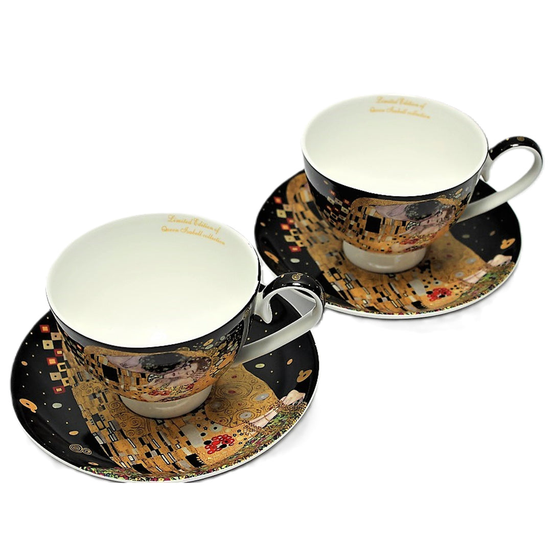 Set om 2 st drottning Isabells porslinskoppar, Klimts Kiss-motiv, 250 ml, W8KL356-22383