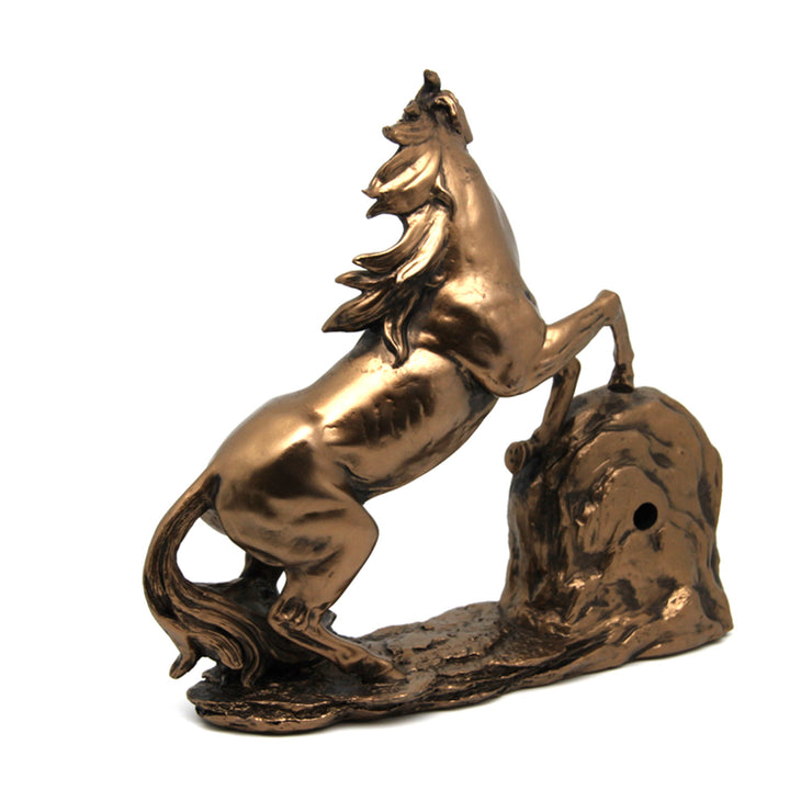 Figurin av klätterhäst, klocka, bronsskulptur, romerska siffror, drottning Isabel