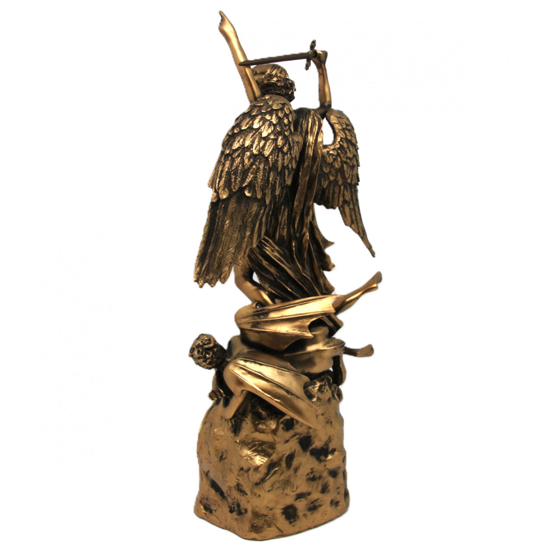 Ärkeängeln Mikael figurin, klocka, religiös skulptur i brons, drottning Isabel