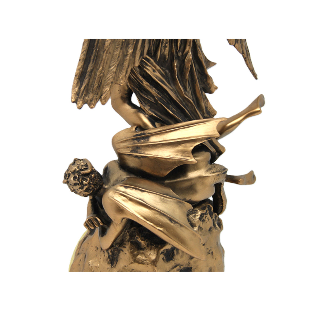 Ärkeängeln Mikael figurin, klocka, religiös skulptur i brons, drottning Isabel
